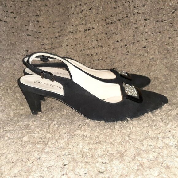 PETER KAISER-Black Suede w/Jeweled Vamp-Adjustable Slingback-Sz 4.5 UK-6.5 US-EX - Picture 4 of 7